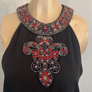 Alice + Olivia embellished halter tank top silk small